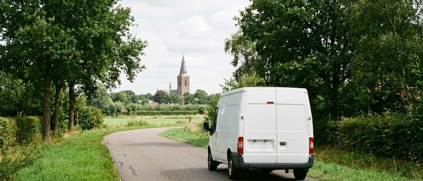 Onderweg naar een klant op een landweg in ’t Gooi